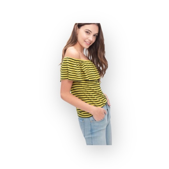 Splendid Tops - new Splendid ✶ Stripe Ruffle Off Shoulder Peasant Maternity Top ✶ Lemon Drop ✶ S